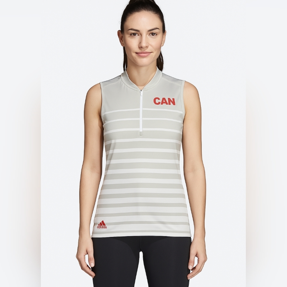 Adidas Stripe Sleeveless Half Zip Golf Polo Small